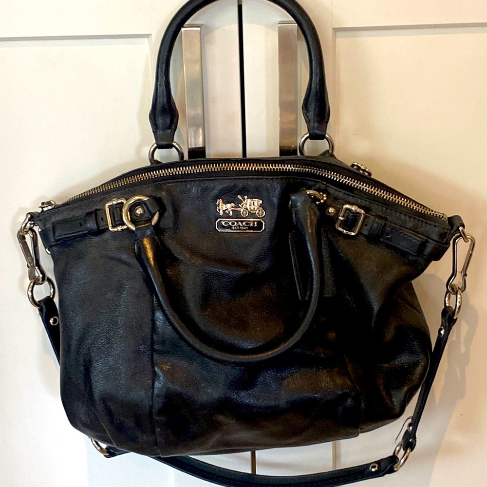 Genuine Black Leather Coach Purse
